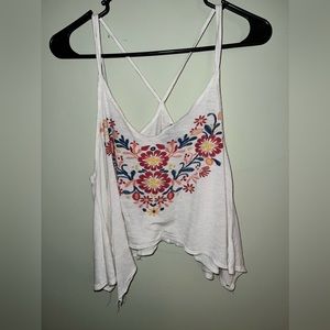 Rue21 Flowy White Flower Crop Top